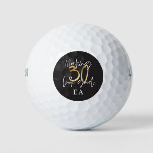 Zwart en goud plezier 30e verjaardag golfballen