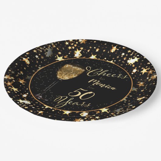 Zwart en goud Proost op de jaren Papieren Bordje (Gekanteld)