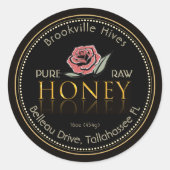 Zwart en Goud Pure Raw Honey Label Flower Roos (Voorkant)