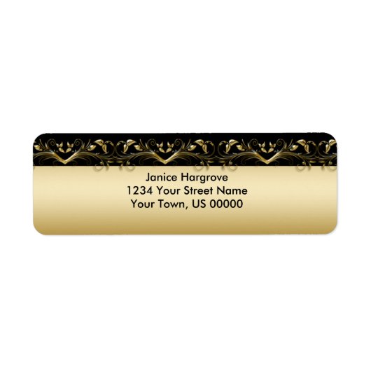 zwart en goud retour adreslabel etiket (Voorkant)