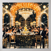 Zwart en goud, Rijke luxe, Moulin rouge stijl Poster (Voorkant)