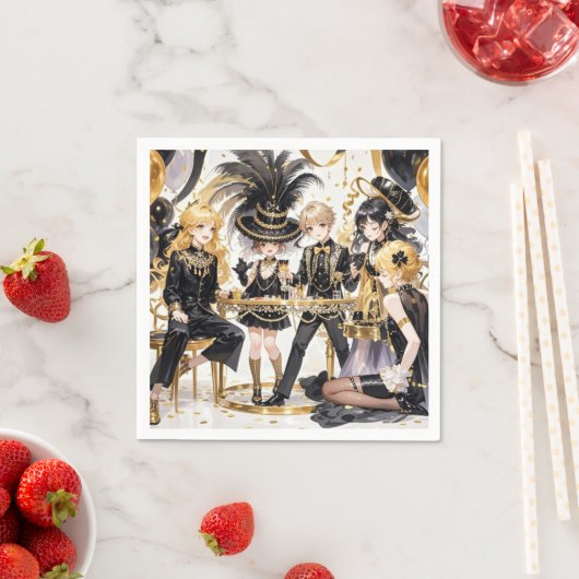 Zwart en goud, Rijke luxe, Moulin rouge stijl Servet (Insitu)