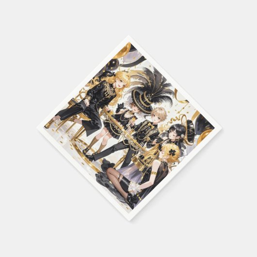 Zwart en goud, Rijke luxe, Moulin rouge stijl Servet (Hoek)