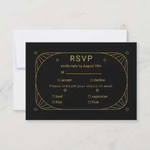 Zwart en Goud RSVP Kaartje