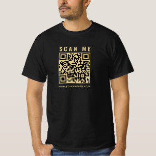 Zwart en Goud Scan Me Business QR Code Mannen T-shirt