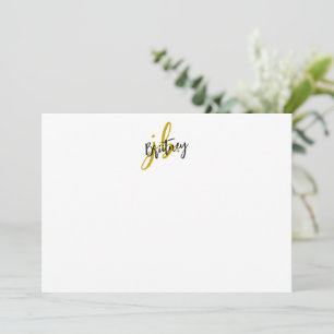 Zwart en Goud Schrift Monogram Notitiekaartje