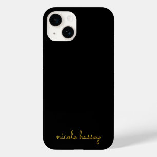 Zwart en Goud Schrift Stijlvol Modern Monogram Case-Mate iPhone 14 Hoesje