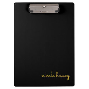 Zwart en Goud Schrift    Stijlvol Modern Monogram Klembord