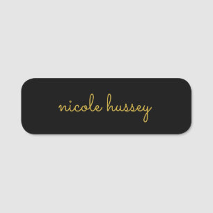 Zwart en Goud Schrift Stijlvol Modern Monogram Naamplaatje