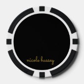 Zwart en Goud Schrift | Stijlvol Modern Monogram Poker Chips (Voorkant)
