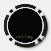 Zwart en Goud Schrift | Stijlvol Modern Monogram Poker Chips (Achterkant)