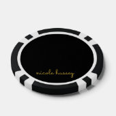 Zwart en Goud Schrift | Stijlvol Modern Monogram Poker Chips (Enkel)