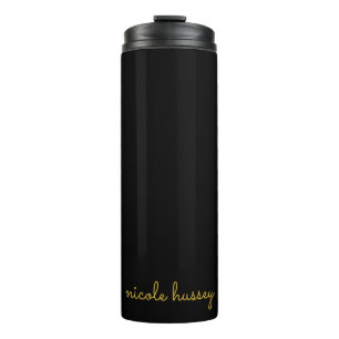 Zwart en Goud Schrift Stijlvol Modern Monogram Thermosbeker