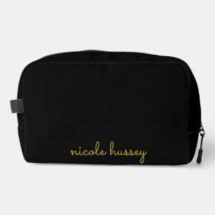 Zwart en Goud Schrift Stijlvol Modern Monogram Toilettasje