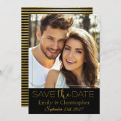 Zwart en Goud Script Bewaar de datumfotokaart Save The Date (Voorkant / Achterkant)