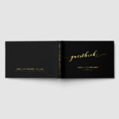 Zwart en goud script Elegant Wedding 2 Gastenboek (Volledig)