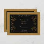 Zwart en goud Scroll Accent Response Kaart (Voorkant / Achterkant)