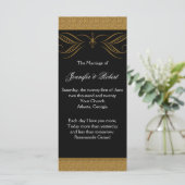 Zwart en Goud Scroll Accent Wedding Programma (Staand voorkant)