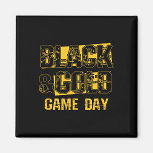 Zwart en Goud Shirt Spel Dag High School Football Magneet