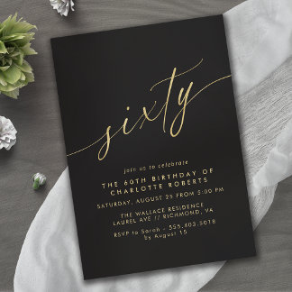 Zwart en Goud | Simple Glam Luxe 60e verjaardag Kaart