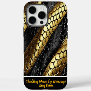 Zwart en goud snake skin design iPhone 16 pro max hoesje
