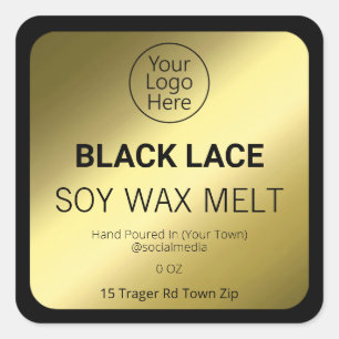 Zwart en goud Soja Wax smelten productlabel Vierkante Sticker