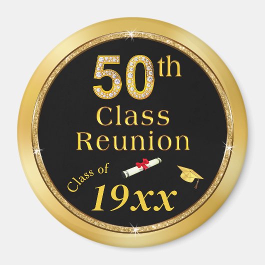 Zwart en Goud, Souvenirs voor 50th Class Reunion, Magneet (Voorkant)