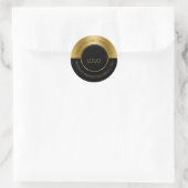 Zwart en goud split screen ronde sticker (Tas)