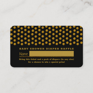 Zwart en Goud Stippen, Luiers Raffle Ticket Informatiekaartje