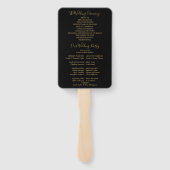 Zwart en goud String Lights bruiloft programma Handwaaier (Achterkant)