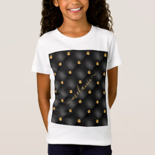 Zwart en Goud T-shirt met aangepaste naam