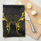 Zwart en goud theedoek (Quarter Fold)