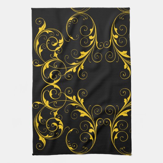 Zwart en goud theedoek (Verticaal)