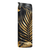 Zwart en goud tropisch gebladerte thermosbeker (Geroteerd rechts)