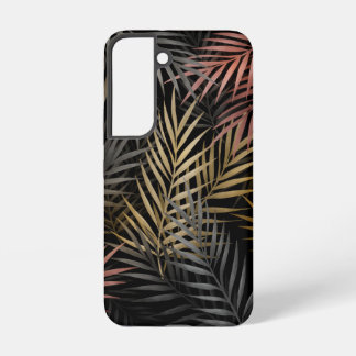 Zwart en goud tropische bloemen en bladeren Patroo Samsung Galaxy Hoesje