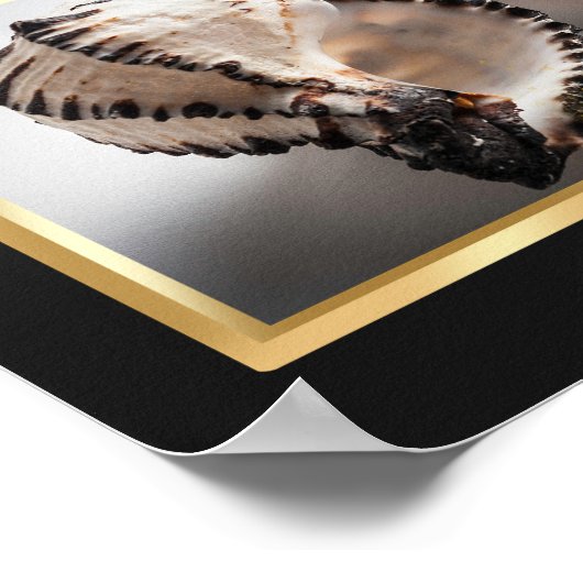 Zwart en Goud Tropische Seashell Printable Art Poster (Hoek)