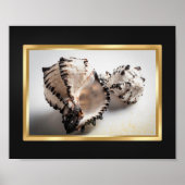 Zwart en Goud Tropische Seashell Printable Art Poster (Voorkant)