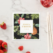 Zwart en goud | Tropische zomerbruiloft Napkin Servet (Insitu)