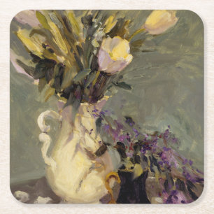 Zwart en goud vierkante kartonnen onderzetter