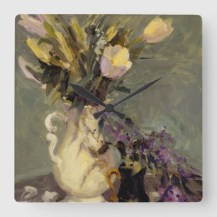 Zwart en goud vierkante klok