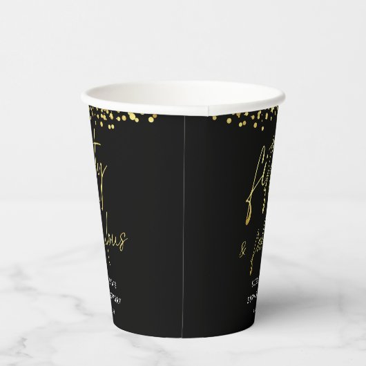Zwart en Goud Vijftig en Fabulous 50ste verjaardag Papieren Bekers (Rechts)