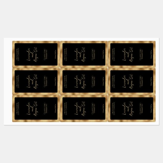 Zwart en Goud Waterdichte Cosmetica Flessenetiket Labels (Vel)