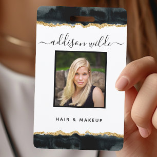 Zwart En Goud Waterverf Zakelijk ID Badge