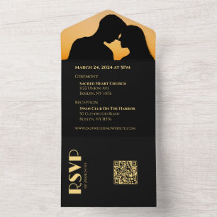 Zwart en Goud-We Do-Wedding Ringen- All In One Uitnodiging