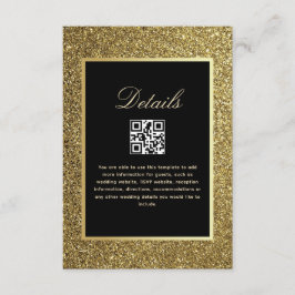 Zwart en Goud Wedding Details QR Code Informatiekaartje