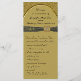 Zwart en Goud Wedding Program Rack Kaart
