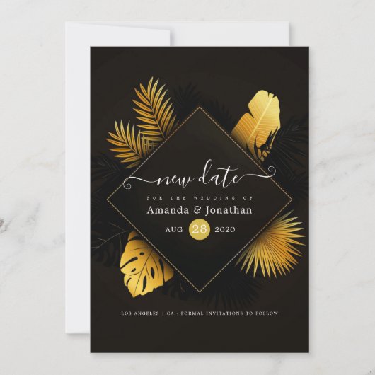 Zwart en goud wijzig datum save the date (Voorkant)