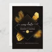 Zwart en goud Wijzig de datum Bewaar de datum Save The Date (Voorkant / Achterkant)