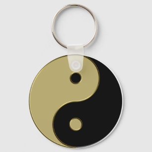 zwart en goud yin yang sleutelhanger