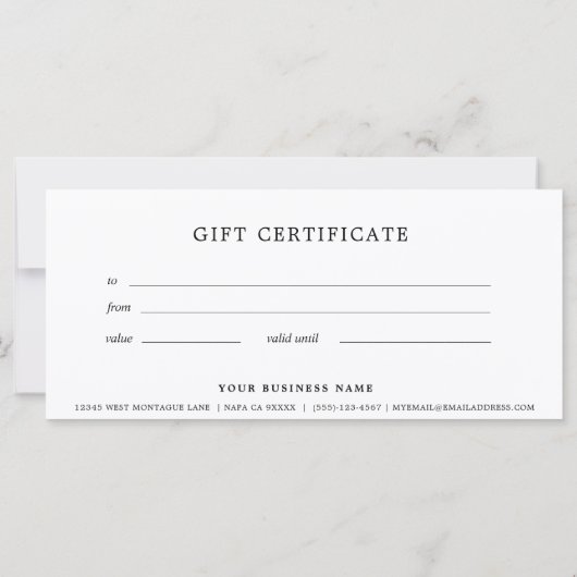 Zwart en Goud Zakelijk Cadeaubon Eenvoudig (Achterkant)